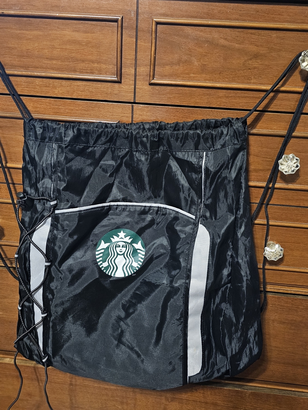 Starbucks Black and White Drawstring Logo Backpack